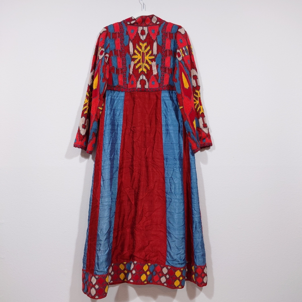 Soft Surroundings Embroidered Boho Duster XS Maxi Coat Festival Statement Piece - Picture 4 of 10